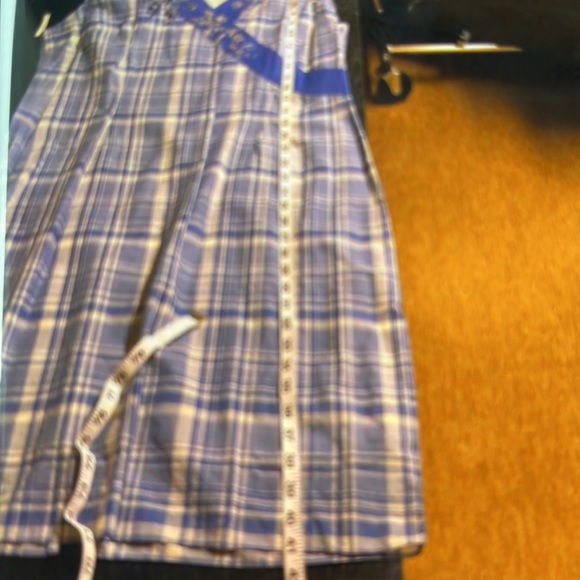 BOSTON DESIGN STUDIO WOMEN 16 BLUE AND WHITE PLAID SLEEVELESS V-NECK DRESS - Picture 7 of 8